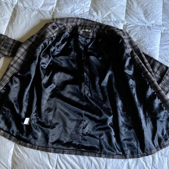 Anthropologie Hazel Double Breast Retro Coat Small Plaid Brown Black 3/4 Sleeve - Picture 7 of 16